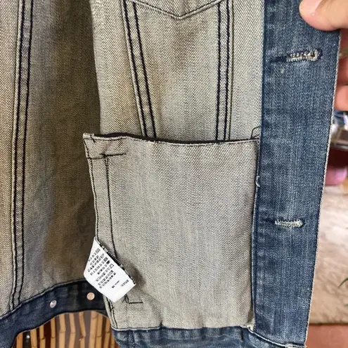 Cotton On  Womens distressed Denim Vest Jacket Size S Blue Sleeveless Pockets