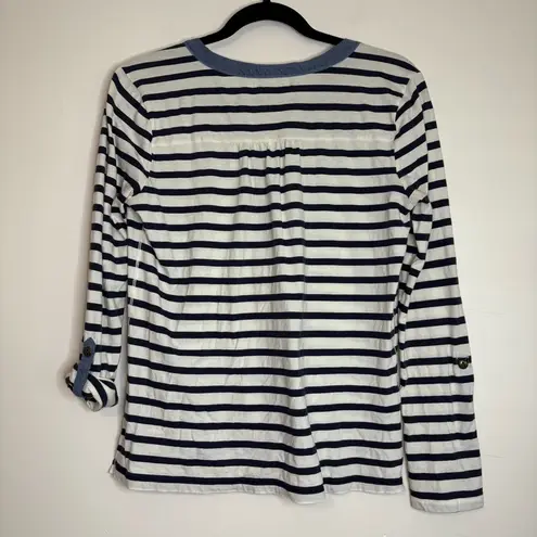 Lauren Jeans Co. by Ralph Lauren Navy Striped Henley Top Size M Blue Size M