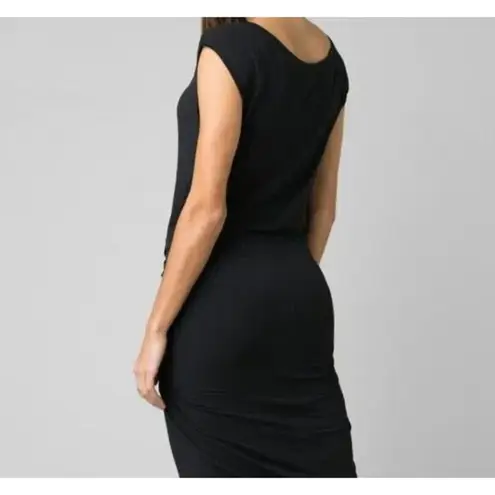 prAna New Womens NWT L Black Dress Foundation Tie Soft Cap Sleeves Tencel Modal