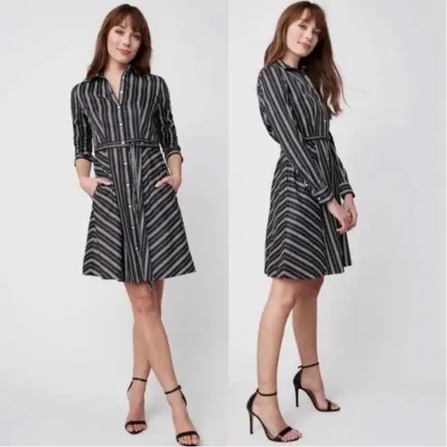 Untuckit Willow Black White Striped Mini Cotton Blend Shirtdress Size 2
