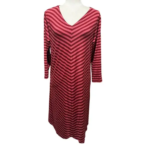 Gudrun Sjödén Organic Cotton/Modal Striped Dress Size L Lagenlook Scandi Style Size L