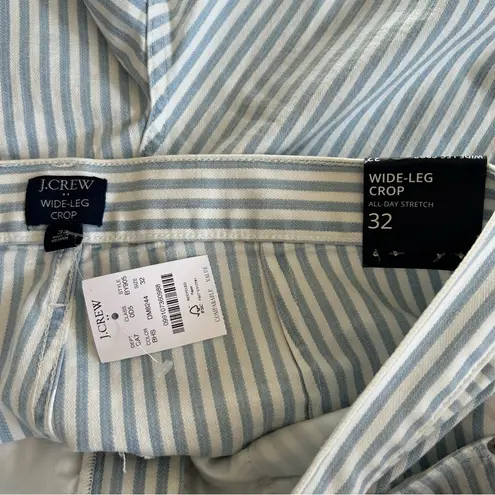 J.Crew Factory Wide Leg Crop Blue & White Striped Pants Size 32