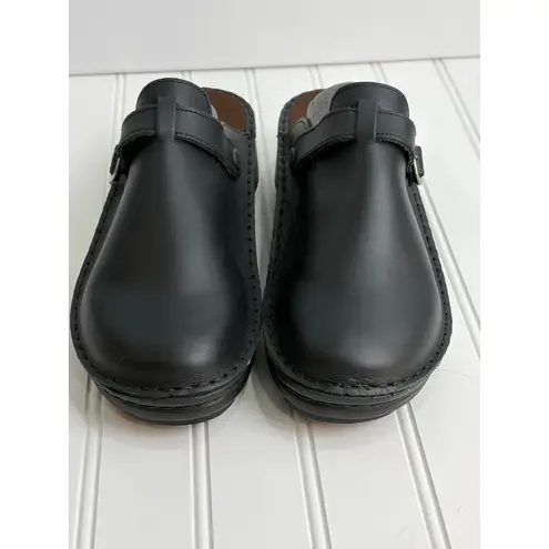 Naot Leather Mary Jane Clog Sandals Black Slip