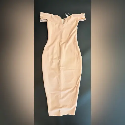 Nookie NWT Elena Midi Off the Shoulder Midi Dress in Blush Sz XS