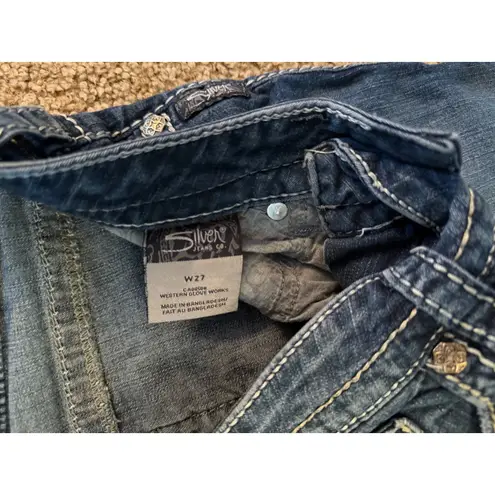 Silver Jeans Co Womens Aiko capri Western Globe works Size 27 Blue Denim