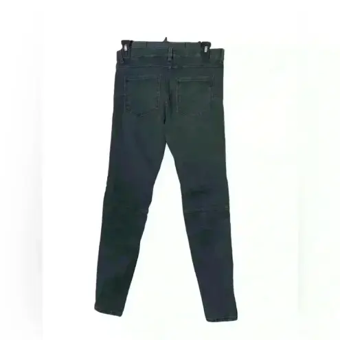 ZARA  Slim Fit Medium Rise Black Moto Jeans with Zipper Ankle‎ Size 4