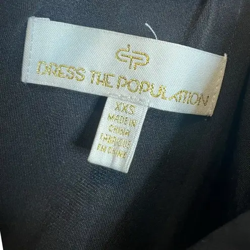 Dress the Population Jeanette Dress Sequin Midi Strapless Sheath Blue Size XXS