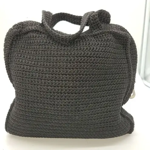 Crochetted Top Handle Bag Black