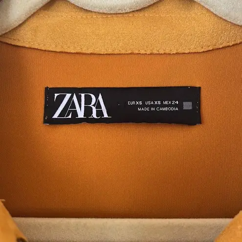 ZARA  Gold Yellow Faux Suede Leather Oversized Jacket Size XSmall