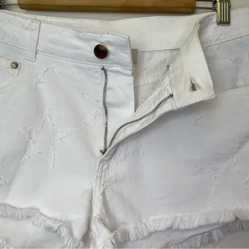Stella McCartney Distressed Star Pattern 5-Pocket Denim Shorts in White Sz 28