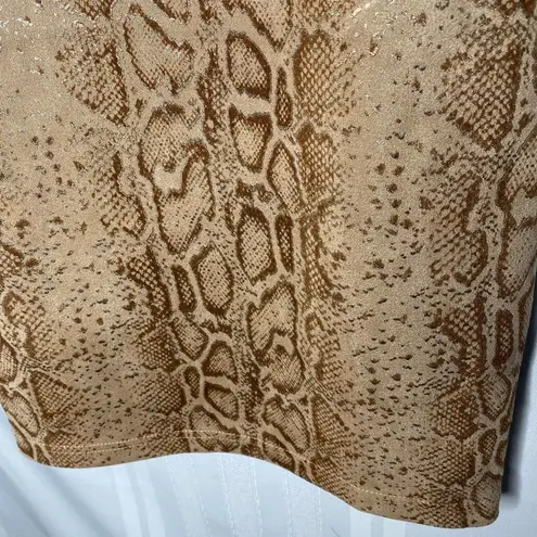 Lush Clothing LUSH Sleeveless Bodycon Snakeskin Mini Dress Size Small Tan Brown Animal Print