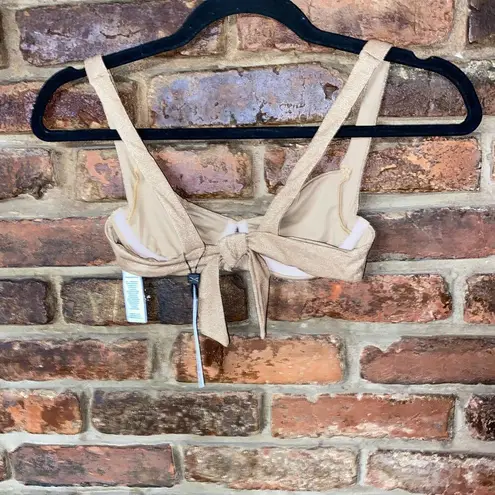 Vitamin A New NWT Golden Glow Shimmer Metallic Demi Bikini Bathing Suit Top XS 4