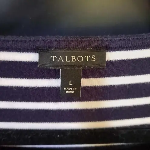 Talbots  Dark Blue‎ Striped Dress With Accent Top Size Large