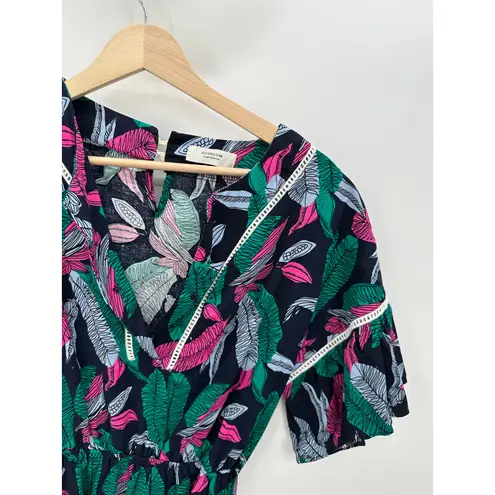 Foxroom Design by Korea Women's Blue Green Tropical Romper Cotton Size Small