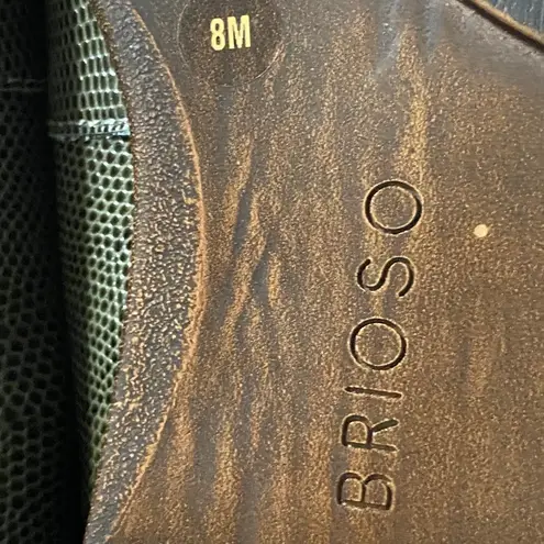 NEW BRIOSO Wo size 8 Olive Green Leather SLIP on Loafers with Embellishments