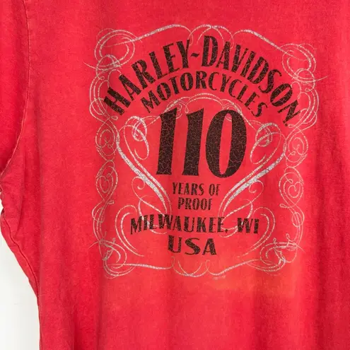 Harley Davidson  Womens Short Sleeve Top Sz 2XL Red Graphic Biker