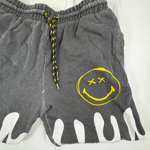Smiley World Charcoal Gray Dripping Smiley Face Sweatpants Joggers Size Medium
