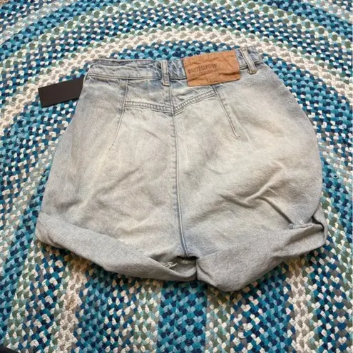 One Teaspoon  Streetwalker Denim Shorts Womens 23 Parachute Baggy Retro Pleat Nwt
