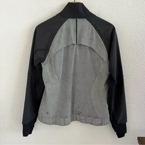 Lululemon  Var-City Bomber Jacket Black Silver-Gray Front Zip 8