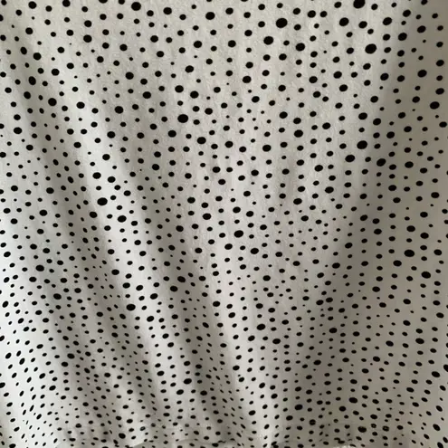 Ava Sky Fighting Eel White and Black Dot Top Blouse Contemporary Hawaii Aloha XS