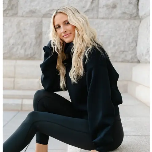 IVL Collective Long Sleeve Cowl Funnel Neck Scuba Shirt Top Black Size Small