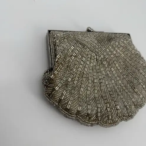 Carlo Fellini Vintage Silver Beaded Clutch Bag Formal Y2k