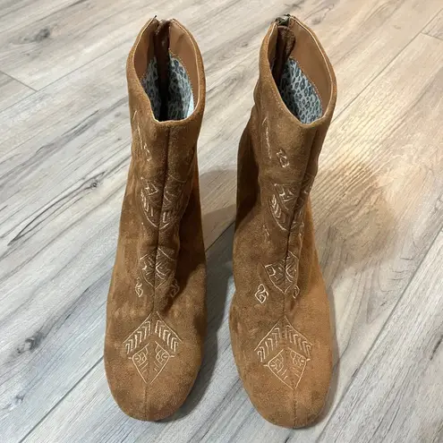 Billabong  Luna Ankle Boots Embroidered Suede Brown Womens 10