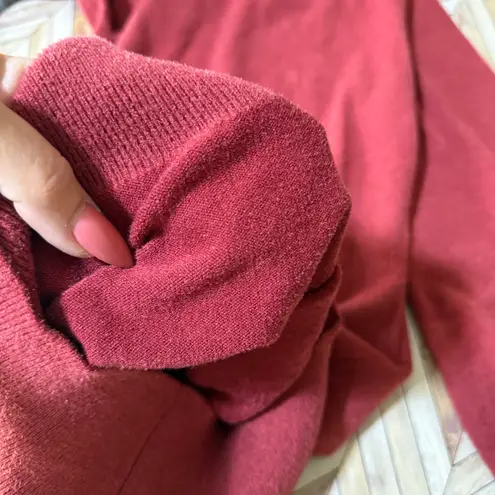 Exlura Women Rust Red Mock Neck Long Sleeve Sweater Dress Size M Bodycon Cozy