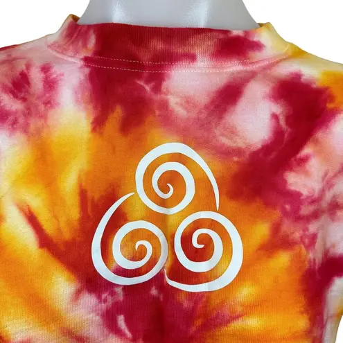 Air Nomad Tie Dye Print Multicolor Cropped Crew Long Sleeve Sweatshirt Top Sz S Orange