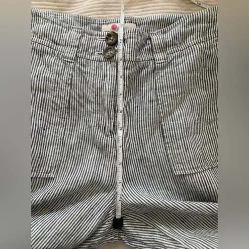 Boden Stripe Navy White Linen Cropped Pant Trouser Women’s US 8P Blue