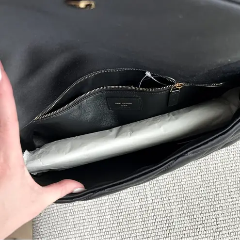 Saint Laurent New YSL Yves Large Sade Satin Envelope Clutch in Black