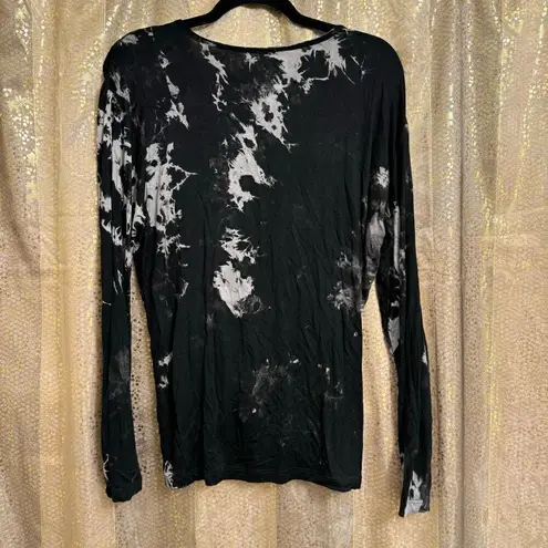 Vocal Black Bling Rhinestone Laser Cut Tie Dye Long Sleeve T Shirt Small NWT