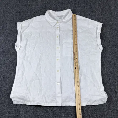 Orvis White Linen Blend Short Sleeve Shirt Womens Large