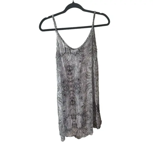 Kivari Designer Slip Hi Low Rayon Aztec Black White Boho Indie Tunic Dress 8