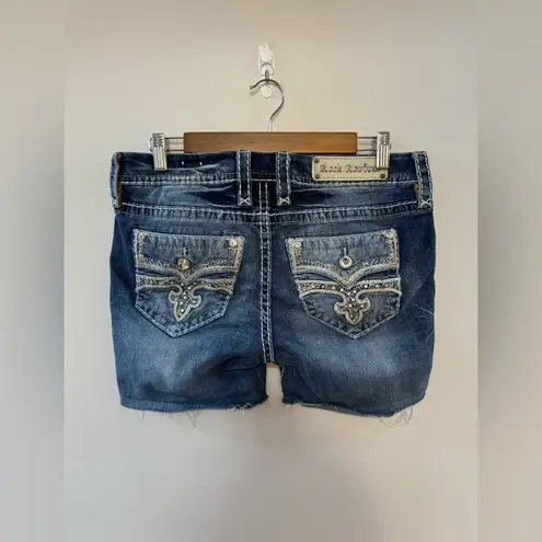 Rock Revival Size 28  Blue Jena Easy Skinny Rhinestone Embellished Jean Shorts