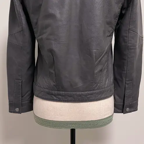 Zadig & Voltaire Gray Leather Leah Moto Jacket Medium Zip Up Lined RUNS SMALL