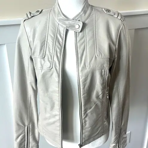 Bernardo vegan leather jacket with zippered pockets Cream Size Small