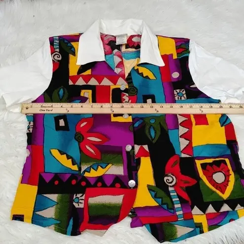 Bobbie & Brooks Bobbie Brooks Size Large American Vintage Retro Pop 80s Vibrant Geometric Top Bl