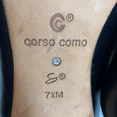Corso Como Women’s Black Slip On Round Toe Leather High Heels Size 7.5M