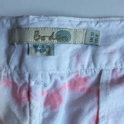 Boden•Neon Coral Embroidered 100% Cotton Shorts•sz 8 Pink