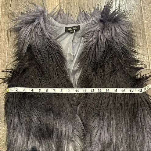 Melissa Paige Gray Ombre Faux Silver Fox Fur Open Vest Jacket Women's Small