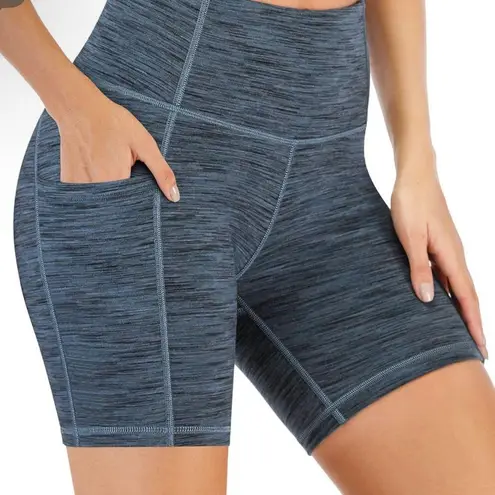 NWT Heathyoga Biker Shorts Women Tummy Control 5" Workout Shorts Women small Blue