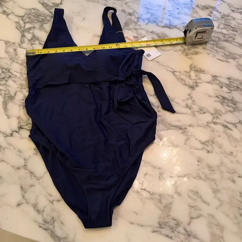 Quince NWT Italian Wrap Swimsuit Navy Blue Sz L