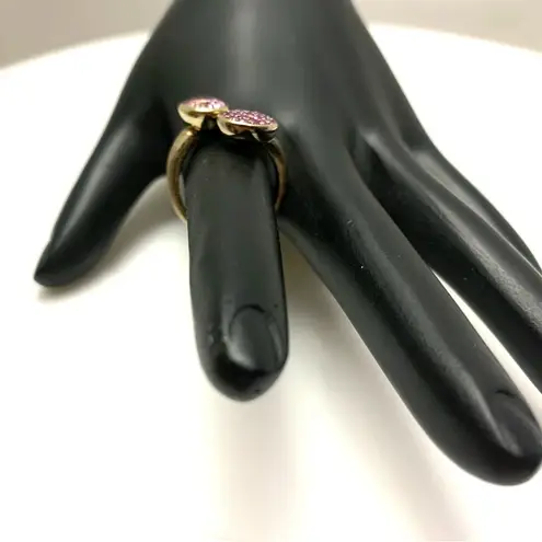 FINE STERLING SILVER 925 GOLD OVERTONE AMETHYST & PINK SAPPHIRE BYPASS RING (7)
