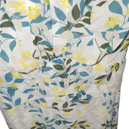 Hello Molly  Double Text yellow green multi leaf Ruffle milkmaid Mini dress sz L - Image 7