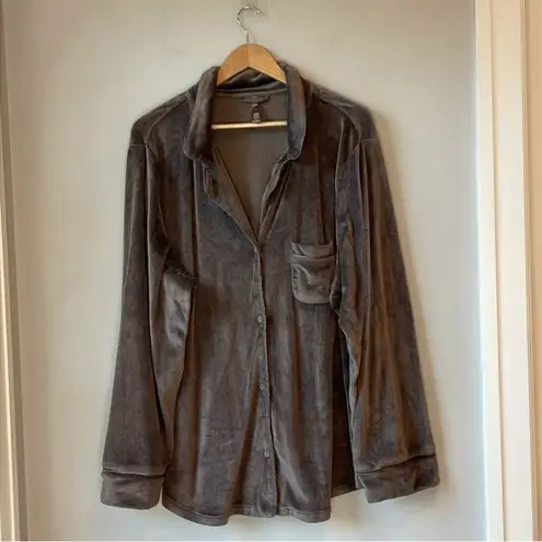 SKIMS Velour Buttoned Stretch Pajama Top Shirt Brown Size undefined