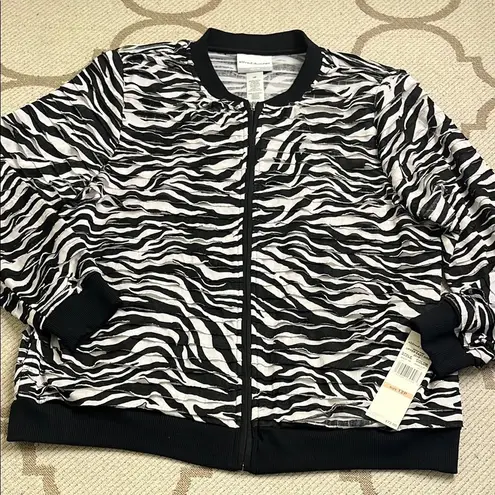 Alfred Dunner  Upper East Side Zebra Print Bomber zip up Jacket - Image 3