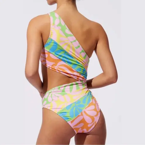 Solid & Striped NWT The Randall One-Piece Mixed Leaf Print One-Shoulder