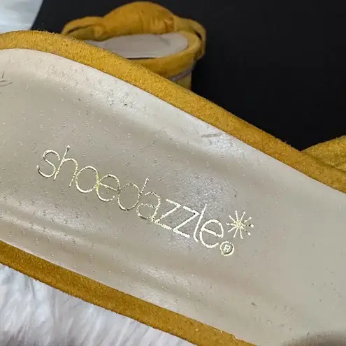 Shoe Dazzle Yellow Suede Mules Size 6