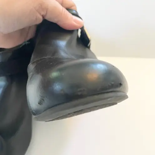 American Eagle Booties Ankle Boots Wide Black Faux Leather Buckle Accents 11W Size 11